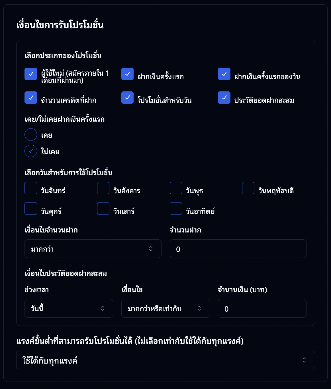 เงื่อนไขการรับโปรโมชั่น